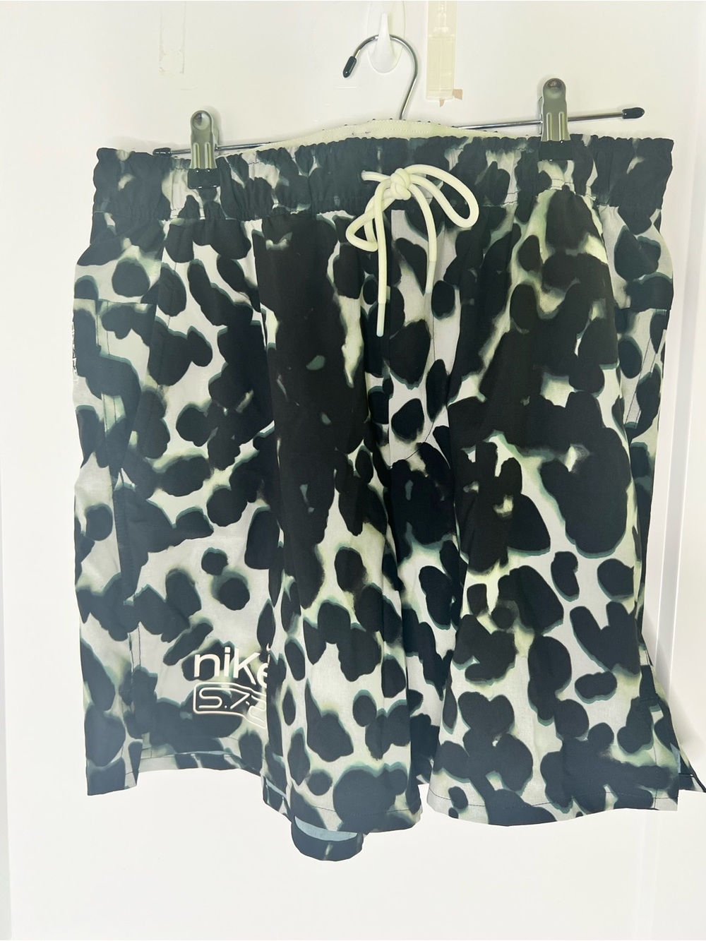 Nike Light Blue & White Dri-FIT Patterned Swim Trunks